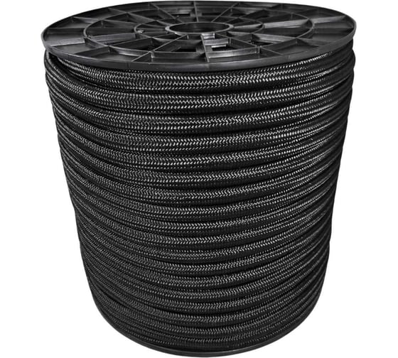 Изображение товара Шнур плетеный ООО Оптхозторг полипропиленовый, 16 мм, 100 м, черный 1161100
