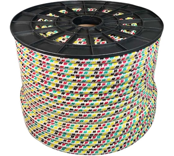 Изображение товара Шнур плетеный ООО Оптхозторг полипропиленовый, 14 мм, 100 м, цветной 1140100