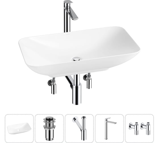 Изображение товара Набор Wellsee 5 в 1 Demure накладная раковина 60x36 см 20214595R