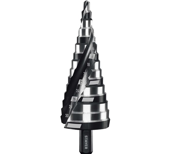 Изображение товара Cверло ступенчатое STAYER Pro-Max 4-32мм, 15 ступеней, винтовая спираль 29661-4-32-15