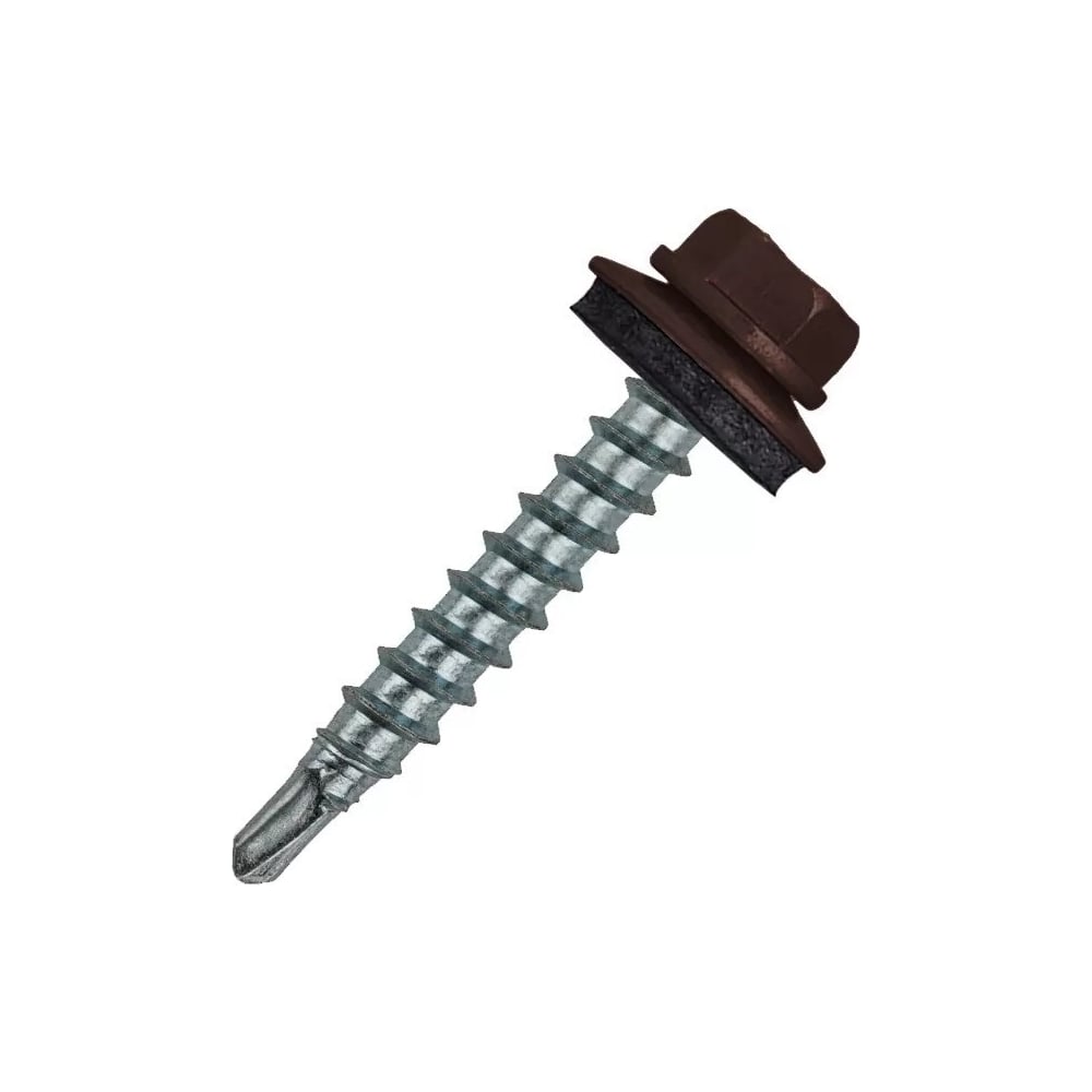 Изображение товара Кровельный саморез Rizzel 4,8x70 RAL 8017 с сверлом и пресс-шайбой