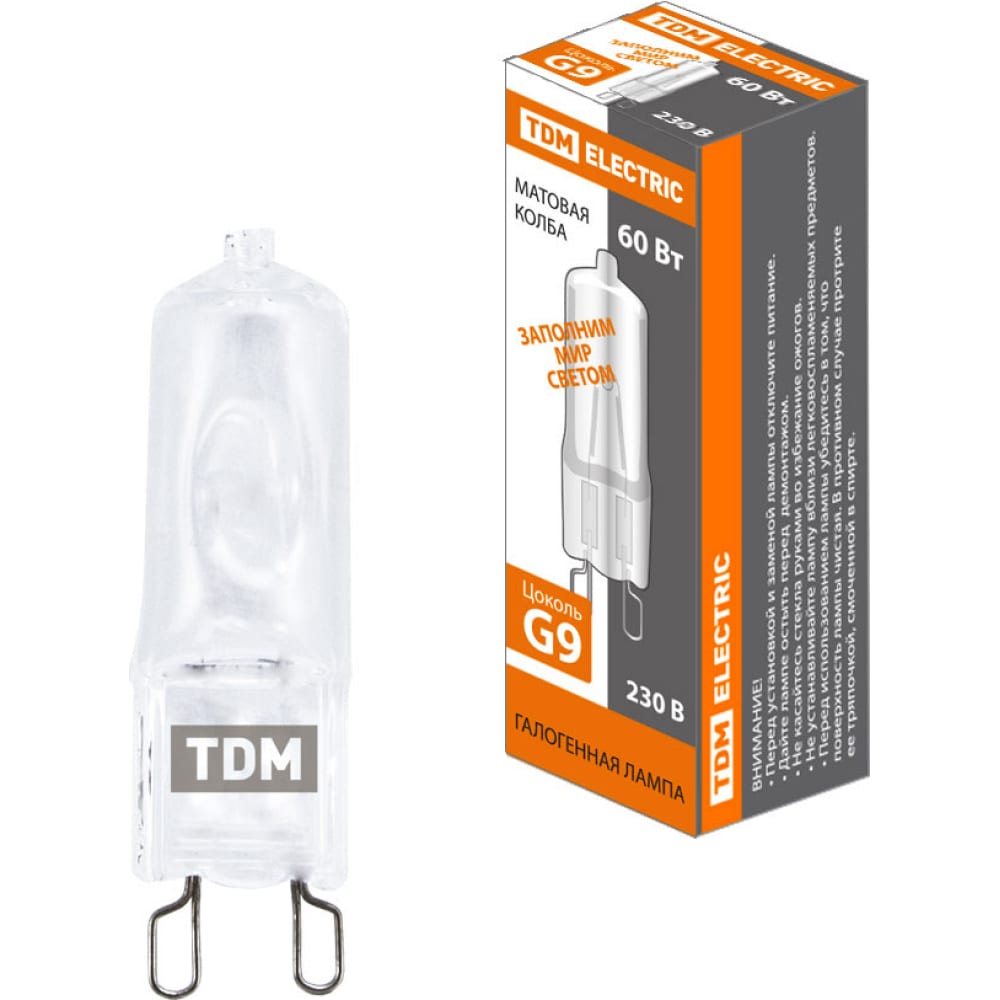 Капсульная галогенная лампа TDM лампа светодиодная led 6вт g9 230в 4000к nll p g9 6 230 4k капсульная прозрачная