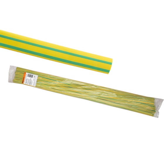 Изображение товара Термоусаживаемая трубка ТУТнг 6/3, желто-зелёная по 1 м, упаковка 50 штук TDM ELECTRIC SQ0518-0203