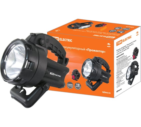 Изображение товара Светодиодны фонарь TDM ELECTRIC Прожектор, аккум. 1 LED 3 Вт CREE, 300 м дальность, 44 лм/Вт SQ0350-0035