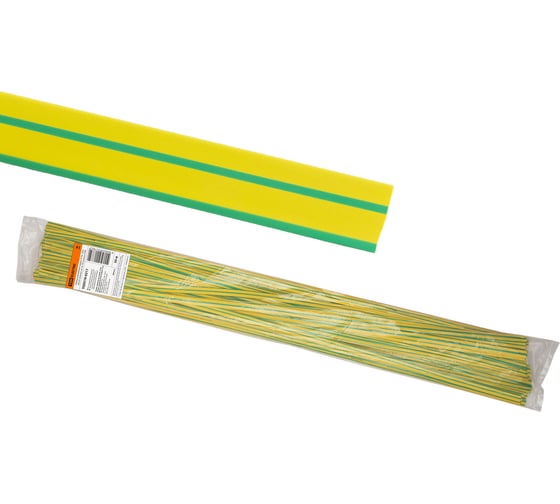 Изображение товара Термоусаживаемая трубка ТУТнг 10/5, желто-зелёная по 1 м, упаковка 50 штук TDM ELECTRIC SQ0518-0217