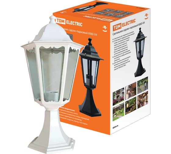 Изображение товара Светильник TDM ELECTRIC уличный напольный садово-парковый шестигранник, 60Вт, стойка, белый 6060-24 SQ0330-0064