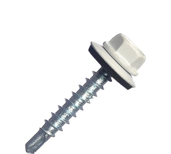 Изображение товара Кровельный саморез Rizzel 4,8x50 RAL 9003 сверло №1, 150 шт 00000331113