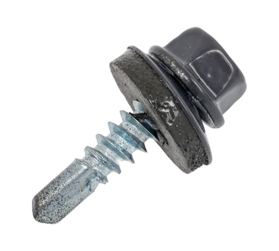 Изображение товара Саморезы кровельные RAL оцинкованный внешний шестигранник 4,8x19 RAL 7024 со сверлом 100 шт 9990152013