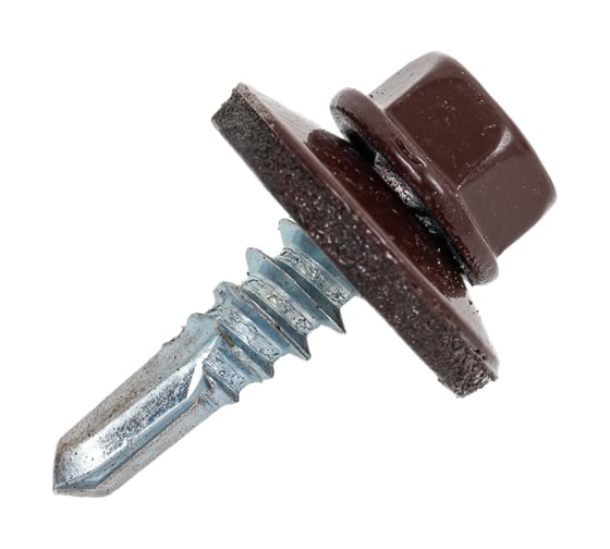 Изображение товара Саморезы кровельные RAL оцинкованный внешний шестигранник 5,5x19 RAL 8017 со сверлом 100 шт 9990152009