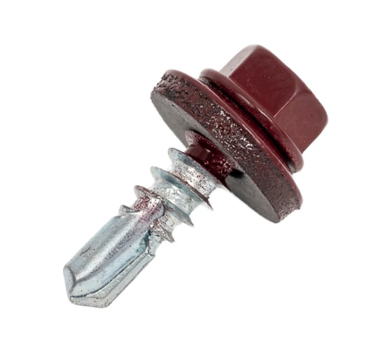 Изображение товара Саморезы кровельные RAL оцинкованный внешний шестигранник 5,5x19 RAL 3005 со сверлом 100 шт 9990152008