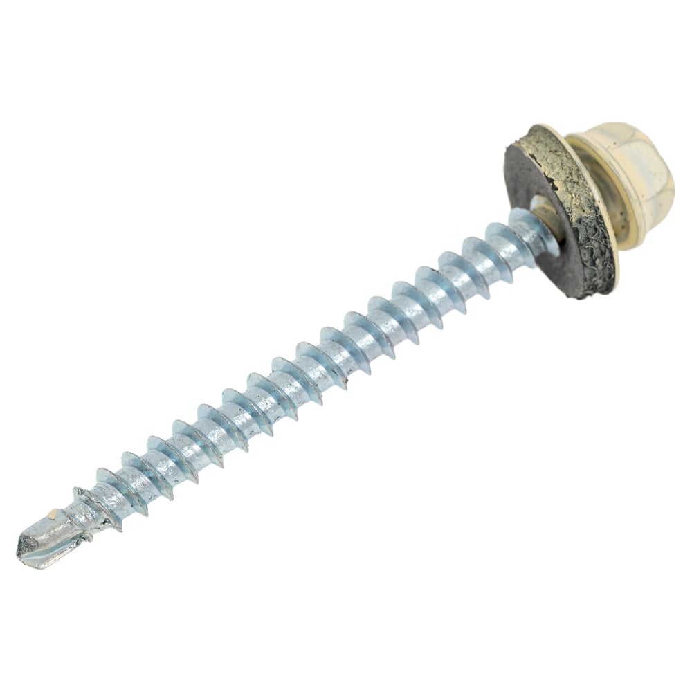 Изображение товара Саморезы кровельные RAL оцинкованный внешний шестигранник 4,8x50 RAL 1014 со сверлом 40 шт 9990152056