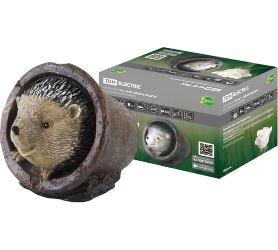 Изображение товара Светильник TDM ELECTRIC ПП-2019 "Ежик в кашпо" на солнечных батареях, 14,5x11x11 см, SQ0330-0170