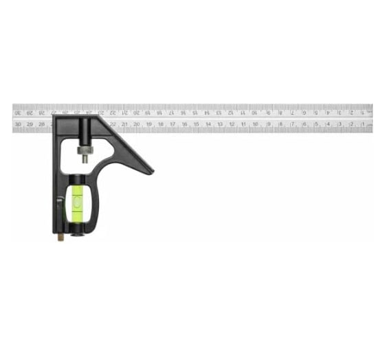 Изображение товара Линейка строительная SENSH с угольником и уровнем алюминиевая 300 мм (12″) SH-11839