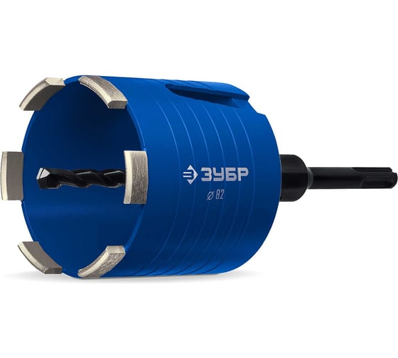 Изображение товара Алмазная сегментная коронка для подрозетников ЗУБР Профессионал 82 мм (М16; рабочая глубина 75 мм, лазерная сварка) 29875-82