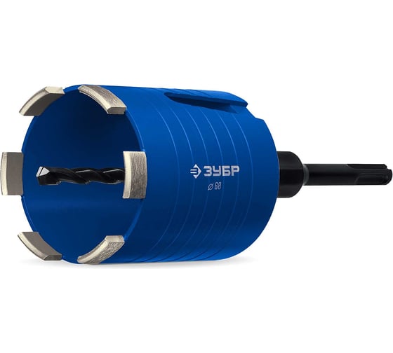 Изображение товара Алмазная сегментная коронка для подрозетников ЗУБР Профессионал 68 мм (М16; рабочая глубина 75 мм, лазерная сварка) 29875-68