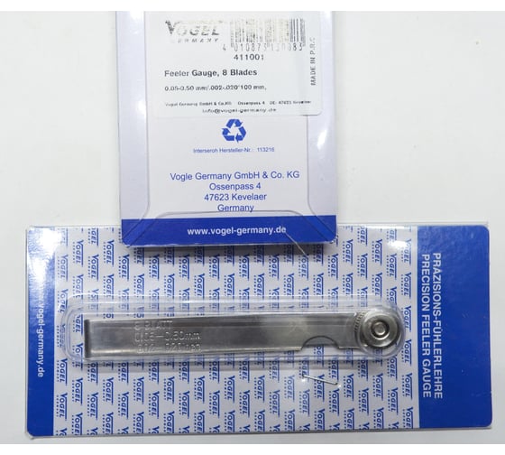 Изображение товара Щупы (набор) Vogel 0,05 ... 0,5 L=100 кон. закал.пруж.сталь 8 шт. 411001