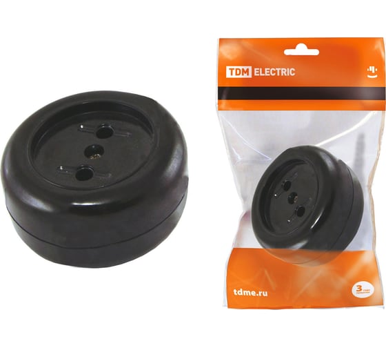 Изображение товара Розетка ретро одинарная накладная TDM ELECTRIC 16А 250B карболитовая SQ1806-0102