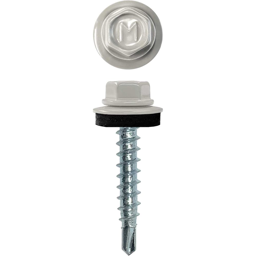 Изображение товара Кровельный саморез Rizzel 4,8x19 RAL 7004 сверло №2 упаковка 400 шт