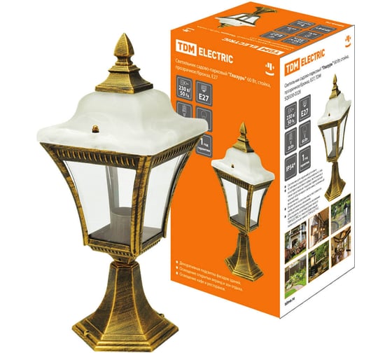 Изображение товара Светильник TDM ELECTRIC уличный напольный "Глазурь" 60 Вт, стойка, прозрачное/бронза, Е27 SQ0330-0328
