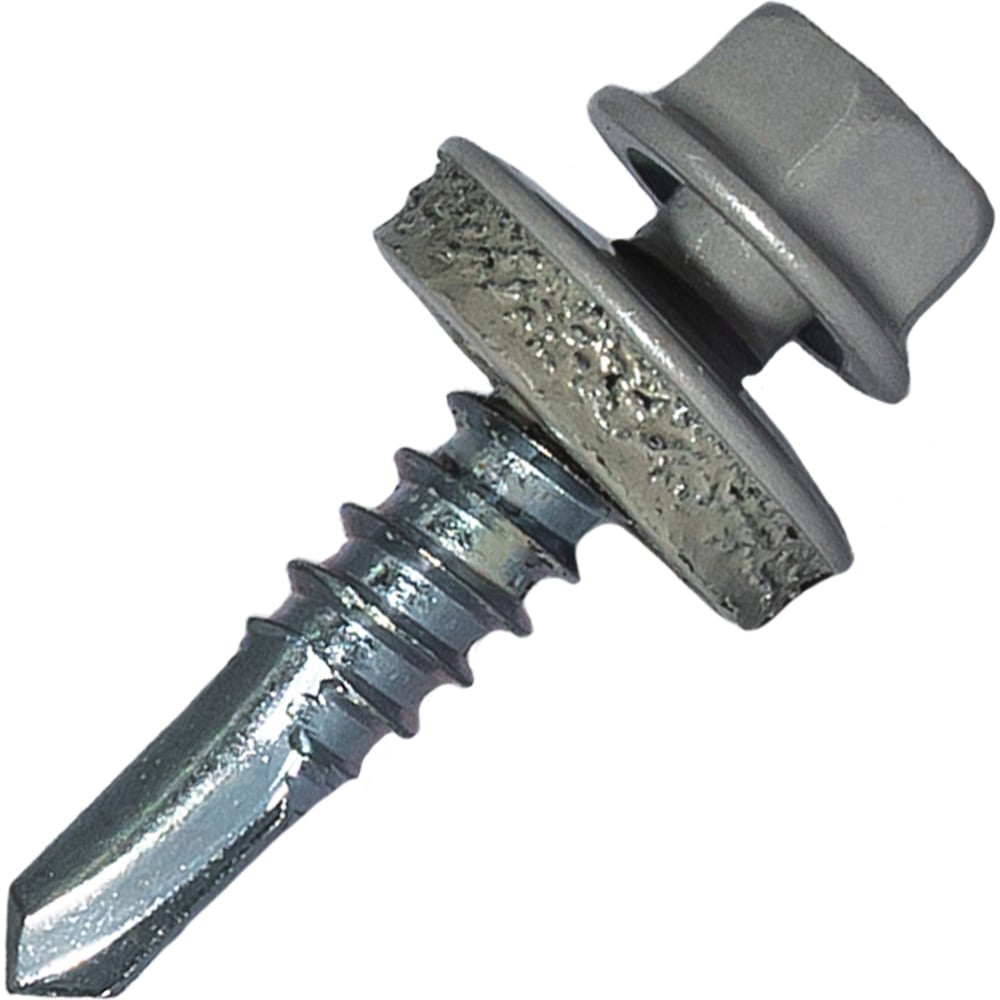 Изображение товара Кровельный саморез Rizzel 4,8x19 RAL 9006 с сверлом и пресс-шайбой 400 шт