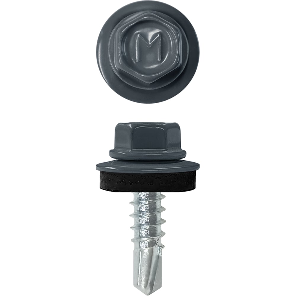 Изображение товара Кровельный саморез Rizzel 4,8x29 RAL 7016 с сверлом и пресс-шайбой