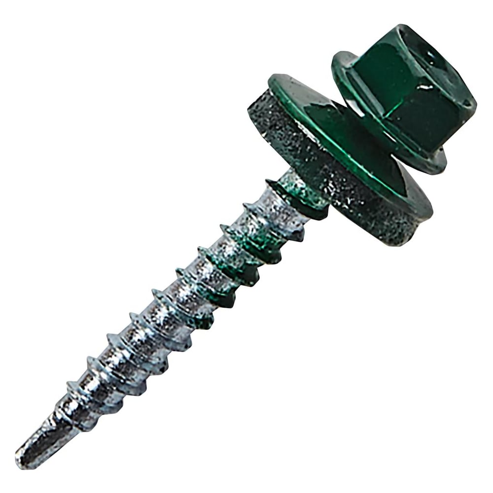 Изображение товара Кровельный саморез Rizzel 4,8x29 RAL 6005 сверло с пресс-шайбой 3500 шт