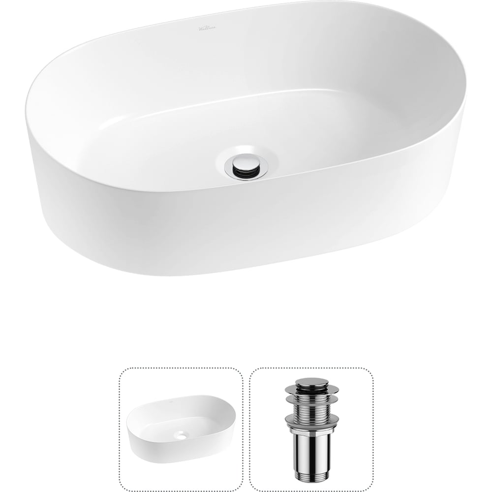 Изображение товара Набор Wellsee 2 в 1 Saint-Germain накладная овальная раковина 56x37 см белая
