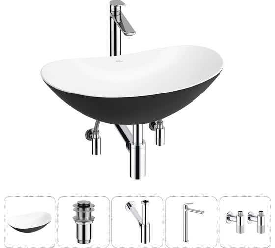 Изображение товара Набор Wellsee 5 в 1 Carefree Dove накладная раковина 60x36 см 20212330R