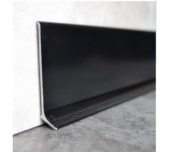 Изображение товара Плинтус алюминиевый ЭлитПроф L-образный 100x11x2500 мм, с полимерным покрытием черный матовый апл 100 П9005 250