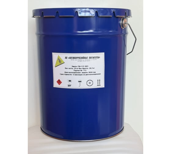 Изображение товара Эмаль АО Антикоррозийные пигменты ПФ-115, ЭКО серая 25 кг 002Б25