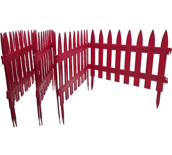 Изображение товара Забор декоративный ЛЕТО 7 секций 36 см х 3 м красный полипропилен 23055