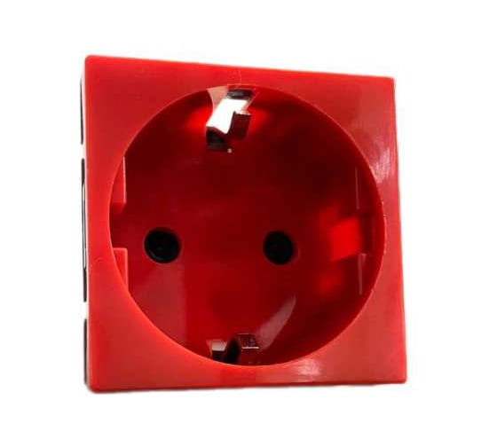 Изображение товара Розетка электрическая SPL 2К+З со шторками, с безвинтовым зажимом, красный, 10 шт. 200015
