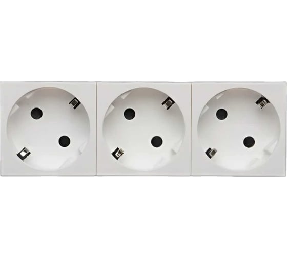 Изображение товара Розетка электрическая 3x2К+З со шторками с безвинтовым зажимом под углом 45 град белый 6 шт SPL 200019