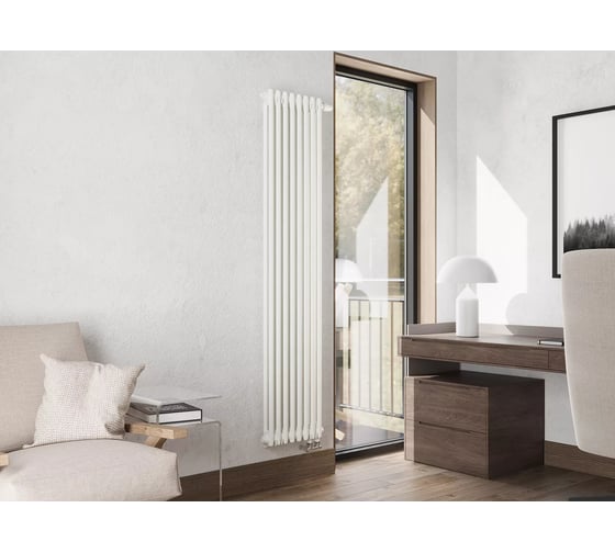 Изображение товара Вертикальный трубчатый радиатор GUARDO Nova Siluet, двухтрубный, 1800x245 мм, 5 секций, боковое подключение NS-T2 1800 5 S R9016(M)