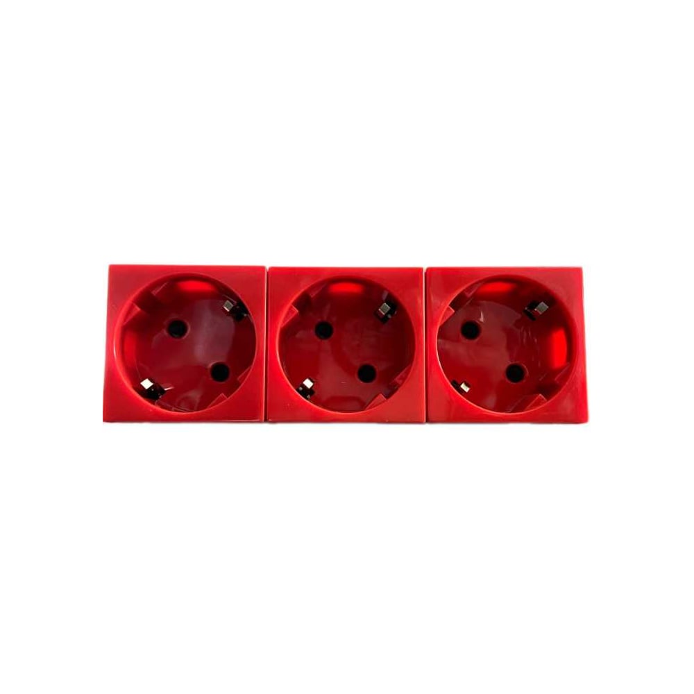Изображение товара Розетка электрическая 3x2К+З со шторками с безвинтовым зажимом под углом 45 град красный 6 шт SPL 200022