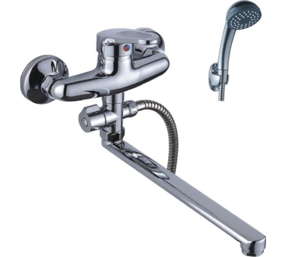 Изображение товара Универсальный смеситель Эверест с плоским прямым изливом и переключателем для душа B21-028