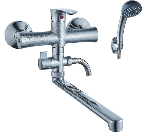 Изображение товара Универсальный смеситель Эверест с плоским прямым изливом и переключателем для душа B21-032
