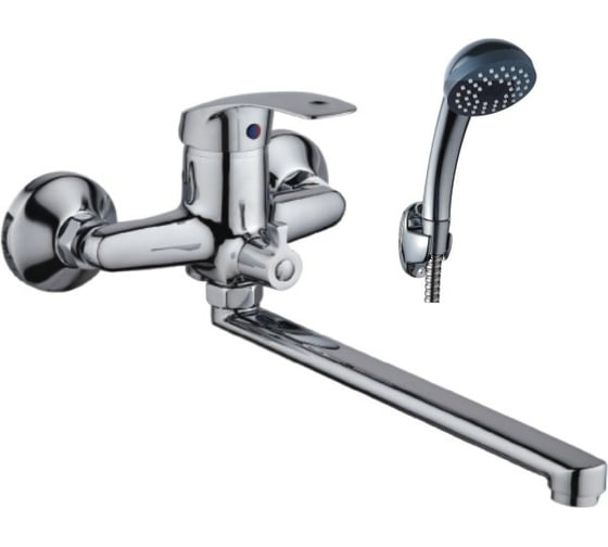 Изображение товара Универсальный смеситель Эверест с плоским прямым изливом и переключателем для душа B22-024