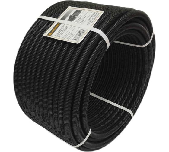 Изображение товара Труба гофрированная Азимут d25, ПНД, черная, разрезная, 50м 00000002480