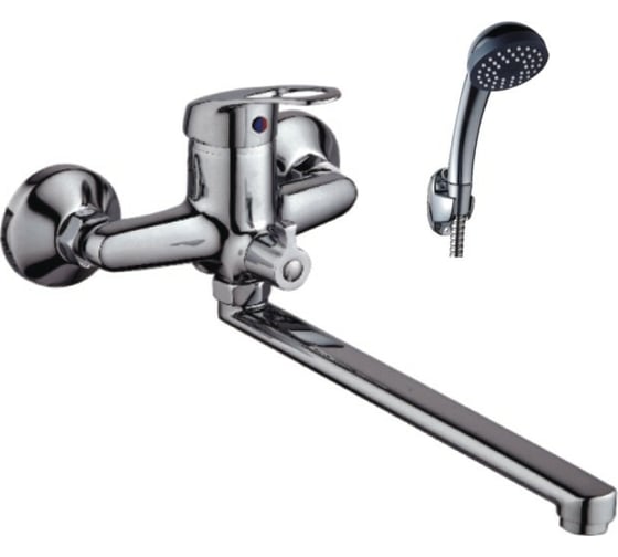 Изображение товара Универсальный смеситель Эверест с плоским прямым изливом и переключателем для душа B22-023