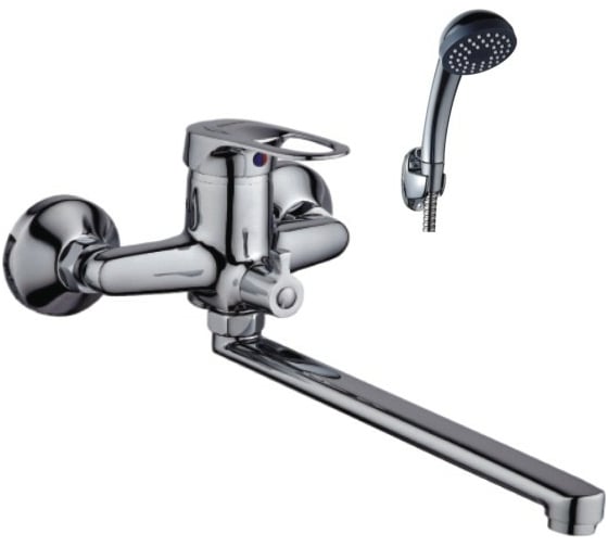 Изображение товара Универсальный смеситель Эверест с плоским прямым изливом и переключателем для душа B22-025