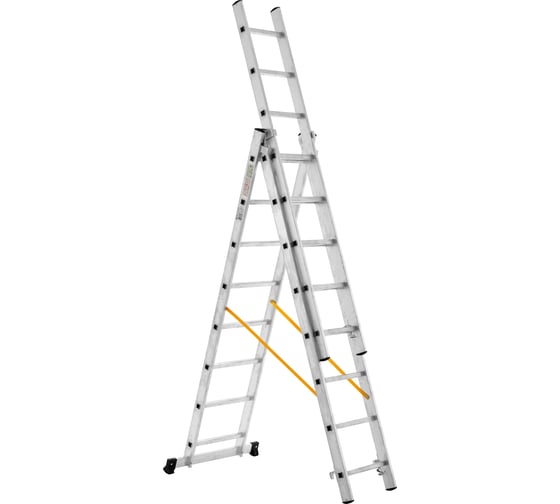 Изображение товара Профессиональная трехсекционная лестница Inforce 3x8, ширина 480мм ЛП-03-18