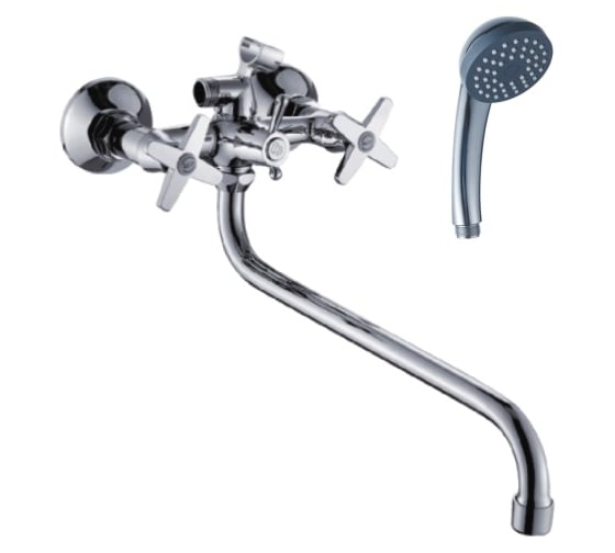 Изображение товара Универсальный смеситель Эверест с круглым изливом и переключателем для душа B22-069