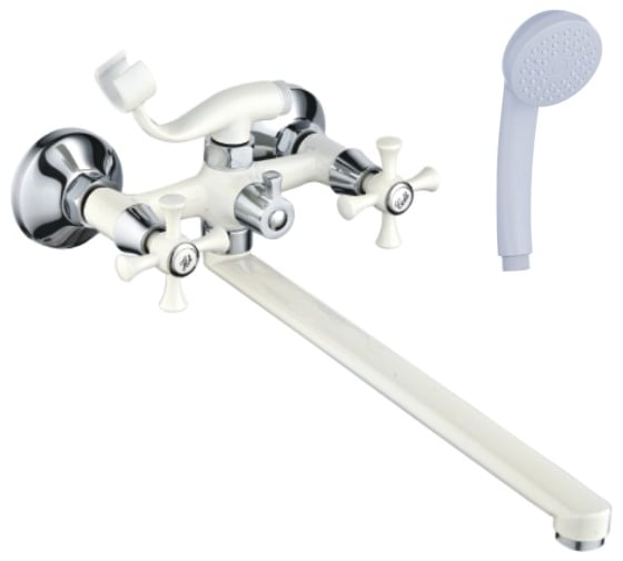 Изображение товара Универсальный смеситель Эверест с плоским прямым изливом и переключателем для душа B23-0647