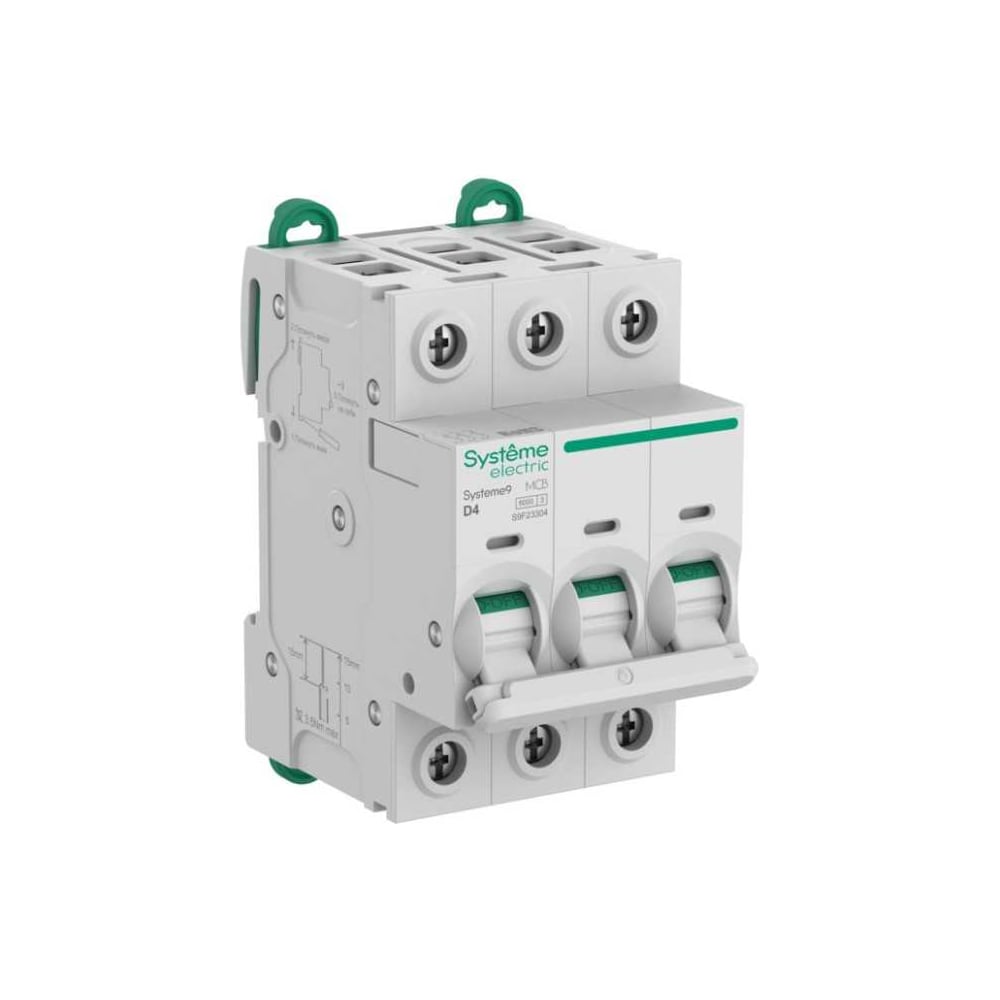 Изображение товара Автоматический выключатель Systeme Electric Systeme9 D 4A 3P 6kA 400В S9F23304