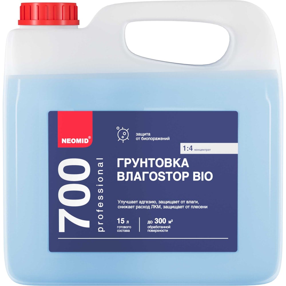Изображение товара Грунт NEOMID ВлагоStop Bio концентрат 3 л для внутренних и наружных работ
