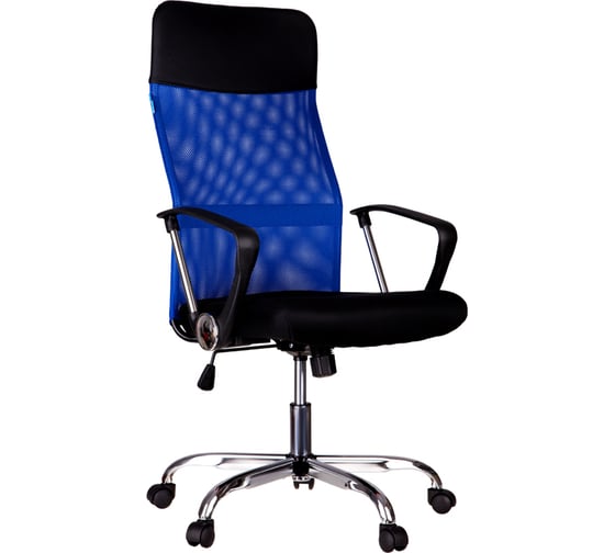 Изображение товара Кресло руководителя Helmi HL-E16 Content ткань/сетка/экокожа черная/синяя, хром 311358