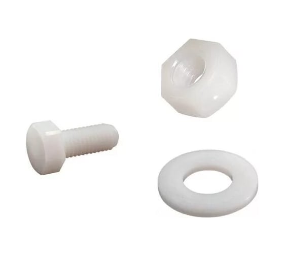 Изображение товара Болт полиамидный 23 Болта 6x50 мм, DIN 933 с гайкой и шайбой, по 20 шт. бп650933наборГШф20