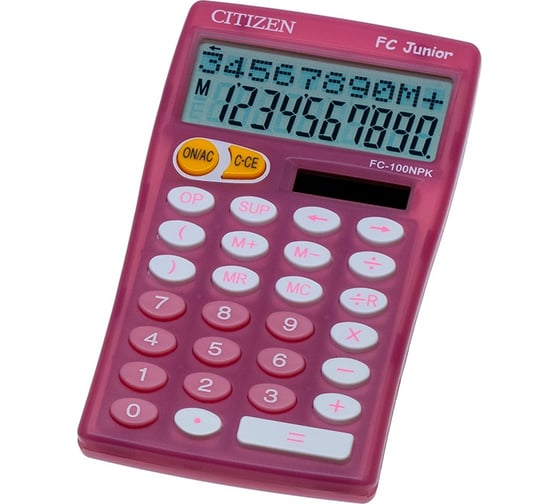 Изображение товара Настольный калькулятор Citizen 10 разрядов, двойное питание, 76х128х17 мм, розовый FC-100NPK