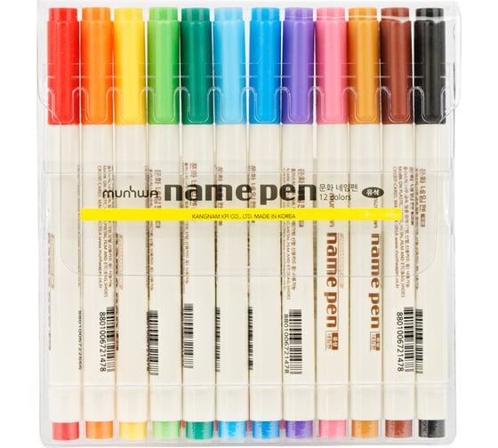Изображение товара Набор перманентных маркеров MunHwa 12 цветов, пулевидный, 1 мм NP12
